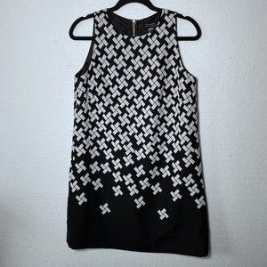 Tahari Women's Size 8 Geometric Shift Sleeveless Dress Career Black White Zipper